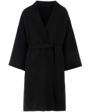 Fendi Coat Ff Double Wool - Black