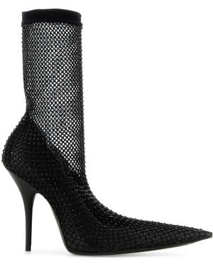 Balenciaga Nappa Leather And Mesh Avenue Ankle Boots - Black