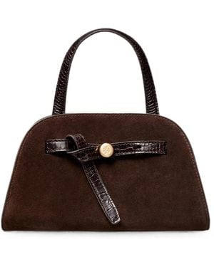 Tory Burch Romy Small Suede Leather Boston Bag - Brown