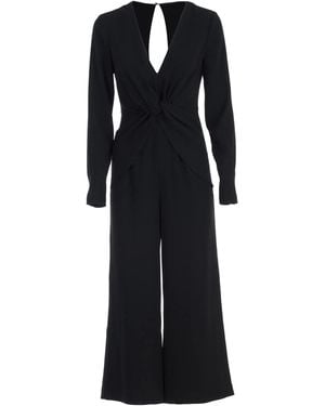 Self-Portrait Jumpsuit L/S V Neck - Black