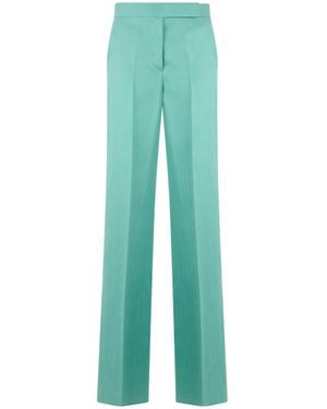 Max Mara Straight Linen Trousers - Green