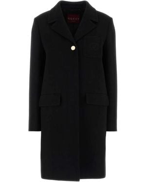 Gucci Wool Batavia Coat With Patch - Black