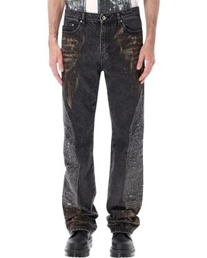 Who Decides War Mechanic Washed Denim Straight Jeans - Black