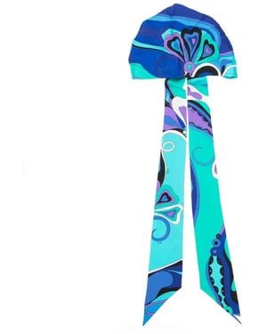 PUCCI Orchidee Print Silk Bandana Hat - Blue