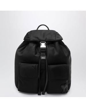 Ami Paris Marcel Small Nylon Backpack - Black