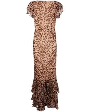 RIXO London "Ordinia" Dress Mila Leopard - Brown