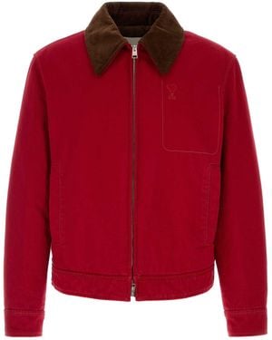 Ami Paris Zippeddecoeurjacketwithvelvetcollar - Red