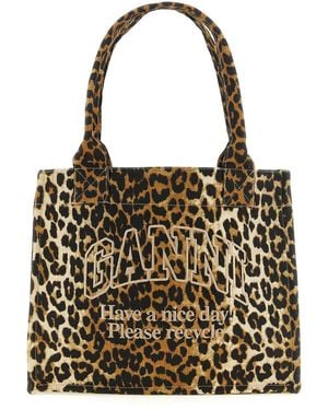 Ganni 'Leopard' Large Shopping Bag - Brown