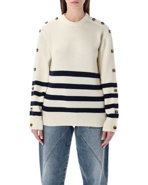 JW Anderson Ivory Breton Sweater With Buttoned Sleeves - White