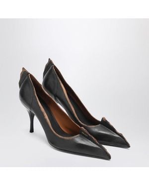 Prada Tan Antique Leather Pumps - Black