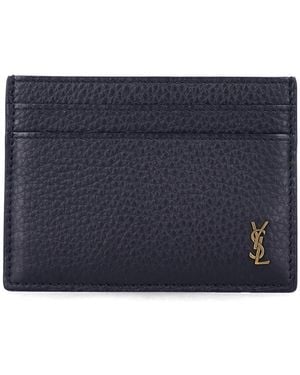 Saint Laurent Tiny Cassandre Card Case - Blue