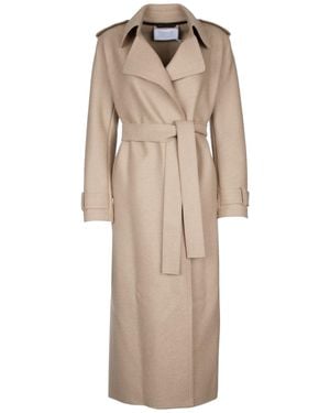 Harris Wharf London Long Trench Double Stitching Pressed Wool - Natural