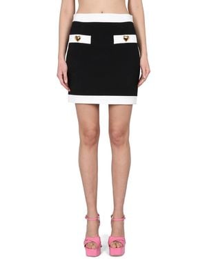 Moschino Heart Buttons Crepe Miniskirt - Black