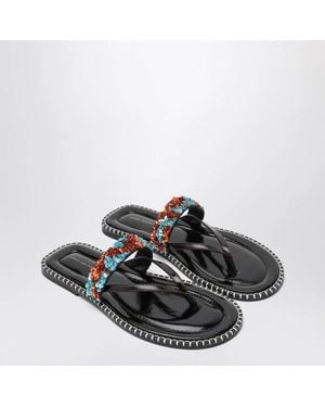 Dries Van Noten Thong Slipon Sandals With Sequins - Black