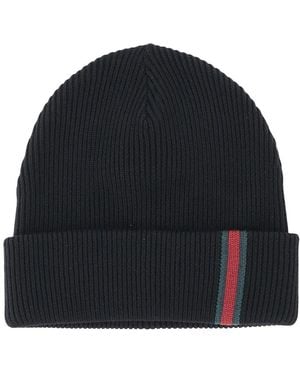 Gucci Web Detail Wool Beanie - Blue