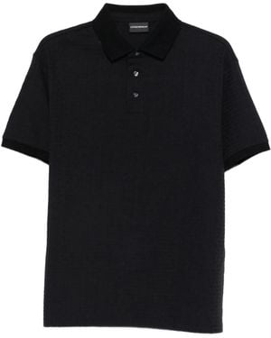 Emporio Armani Logo Cotton Polo Shirt - Black