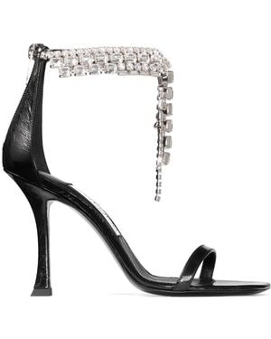 Jimmy Choo Verity Sandal With Rhinestone Heel 10 - White