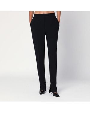 Dries Van Noten Pants With Slits And Buttons - Blue