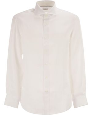 Brunello Cucinelli Easy Fit Linen Shirt With French Collar - White