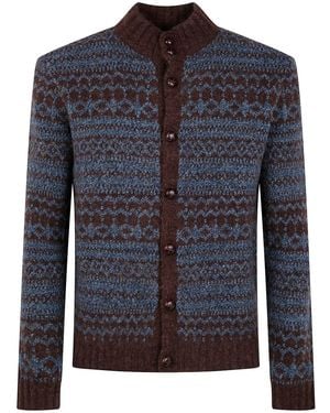 Ballantyne T Neck Cardigan - Blue
