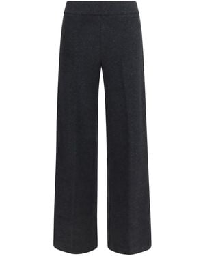 Avenue Montaigne Flavia Wide-Leg Cotton-Blend Pants - Blue