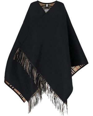 Burberry Reversible Check Wool Cape - Black