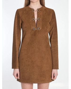 Gucci Gg Suede Mini Dress - Brown