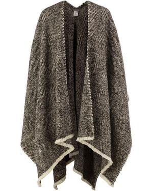 Brunello Cucinelli Herringbone Wool, Cashmere And Alpaca Cape - Black