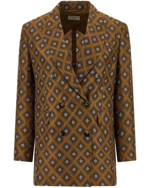 Alberto Biani Tie-Print Blazer - Brown