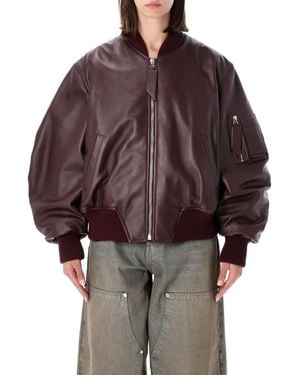 The Attico Anja Leather Bomber Jacket - Brown
