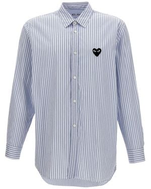 COMME DES GARÇONS PLAY Logo Patch Striped Shirt - Blue