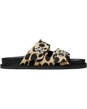 Tory Burch "T Lock Sport Slide" Sandals - Black