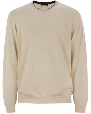 Fay Cotton Crew-Neck Jumper - Natural