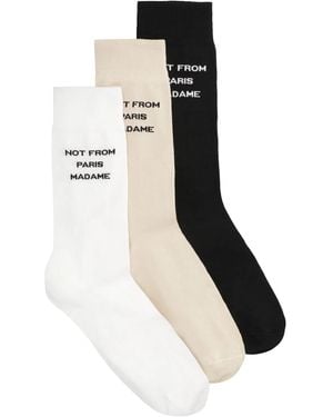 Drole de Monsieur Slogan Set Of Three Socks - Black