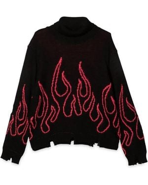 Vision Of Super Jumper High Neck With Flames - Red