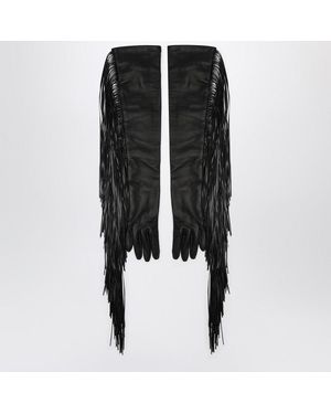 Sportmax Long Gloves With Fringes - Black