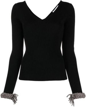GIUSEPPE DI MORABITO Crystal Embellished Wool Top - Black
