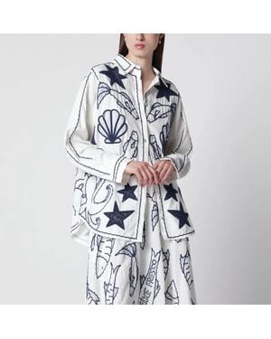 FARM Rio Shirt With Marine Embroidery - Blue