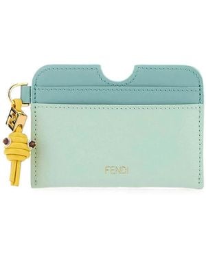 Fendi Ff Diamonds Leather Card Case - Green