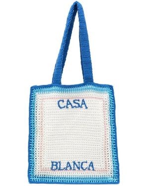 CASABLANCA Crochet Shopping Bag - Blue