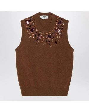 Fendi Rust Wool And Cashmere Gilet - Brown