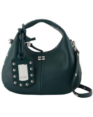 Ganni Mini Studded Hobo Handbag - Green