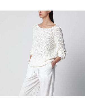DUNST Ivory Loose-Knit Cotton-Blend Top - White