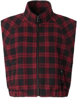 Pinko Tweed Vest With Buffalo Check Motif - Red