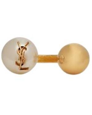 Saint Laurent Cassandre Pearl And Ball Ring - Black