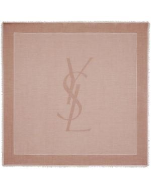 Saint Laurent Large Striped Carré Sienna Scarf - Pink