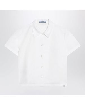 Prada Cotton And Linen Shortsleeve Shirt - White