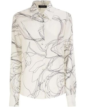 Fabiana Filippi Pure Silk Shirt With Abstract Graphic Print - White