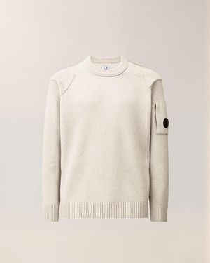 C.P. Company C. P. Company Lambswool Grs Crewneck Lens Jumper - Natural