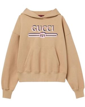 Gucci Hooded Sweatshirt With Print - Natural